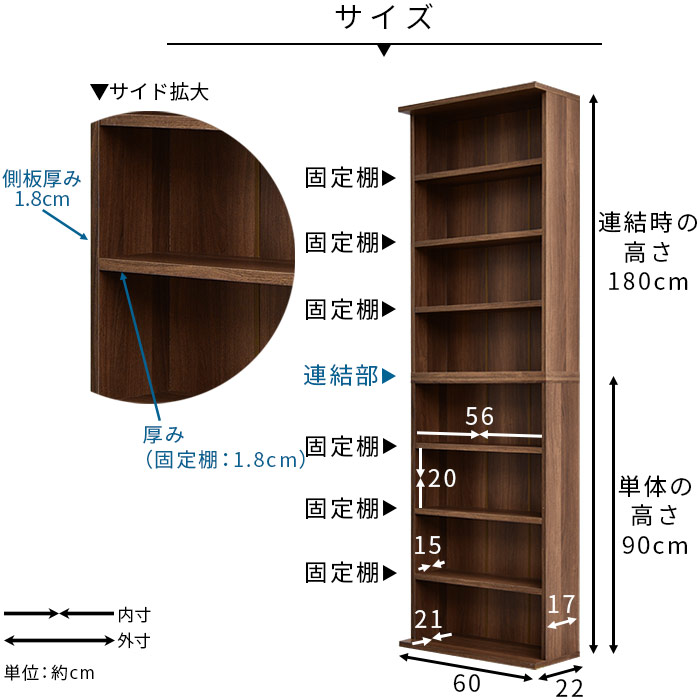 薄型 積み重ね 本棚 ユエル 上下2個組 【00-187】｜激安アウトレット