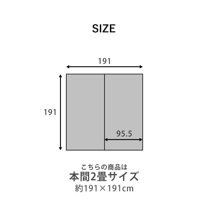 日本製 洗える い草調 PPラグ カーペット 本間2畳 市松柄 2畳サイズ 約