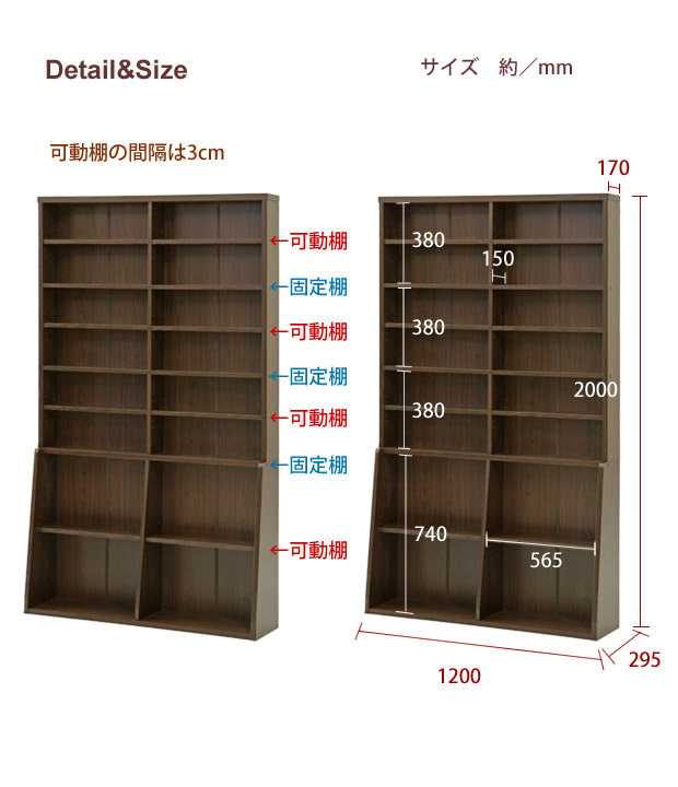 幅120cm ハイタイプ書棚 本棚 書棚 壁面 収納 漫画｜激安アウトレット